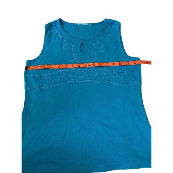 Embroidered Wide Strap Tank Top Boho Bohemian Summer Cotton Wmns Sz Small Blue - Picture 9 of 12
